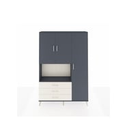 Arges Dolap 7 Raflı 3 Çekmeceli 3 Kapaklı 132x30x195 Antrasit-Antrasit/Aytaşı