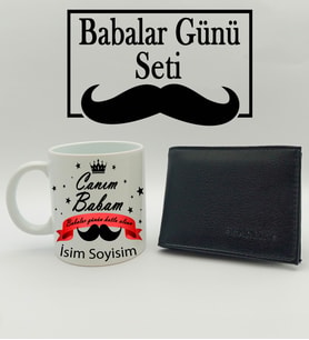 Babalar Gününe Özel Kişiye Özel Canım Babam Tasarımlı Kupa & Cüzdan Hediye Seti