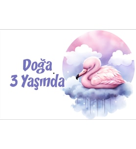 Mor Sevimli Kuş Temalı Doğum Günü Afişi 70x100 cm