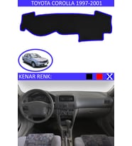 Toyota Coralla 1997-2001 İçin Uygun Torpido Koruma Halısı Siyah Kenar Renk Mavi