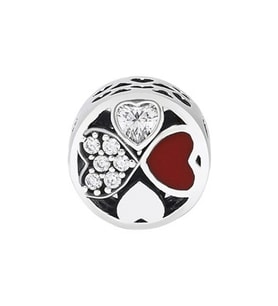 Nur Silver Kalp Detaylı Yonca Yuvarlak Gümüş Charm NUR-BL00219