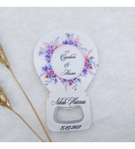 30 Adet Pembe Mavi Çiçekli Baskılı Balon Açacak Magnet 11x7 Cm Uv Nişan Hediyeliği Nikah Şekeri-
