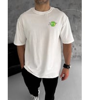 Erkek Kısa Kol Tişört Bisiklet Yaka RİCK AND MORTY Baskılı T-Shirt - Beyaz