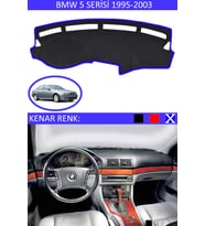 BMW 5 Serisi 1995-2003 İçin Uygun Torpido Koruma Halısı Siyah Kenar Renk Mavi