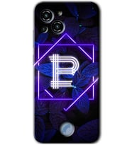 Reeder S23 Pro Max Kılıf HD Desen Baskılı Arka Kapak - Dark Neon Yaprak B Harfi