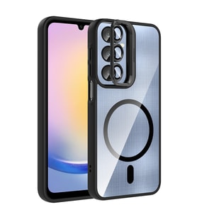 Samsung Galaxy A56 Uyumlu Kılıf Standlı ve Kamera Lens Hediyeli Zore Etro Kapak (Siyah)