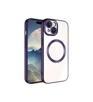 Apple iPhone 15 Uyumlu Kılıf M-safe Wireless Şarj Özellikli Zore Setro Silikon (Koyu Mor)