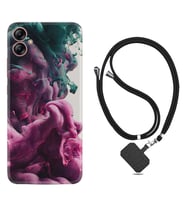 Samsung Galaxy A04E Kılıf Resimli Boyun Askılı İpli Desenli Silikon Pink Green Cloud 1306