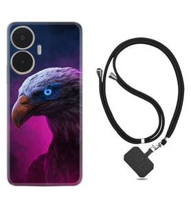 Realme C55 Kılıf Silikon Boyun Askılı İpli Desenli Silikon Kartal 1622