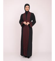 Geniş Kollu Filistinli Kefiye Nakışlı Kadın Geniş Abaya M-3XL C100034
