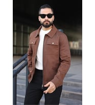 Cep Kapaklı Basic Keten Ceket (Kahverengi)