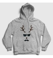 Presmono Unisex Gri Male Deer Yılbaşı Kapüşonlu Sweatshirt 271558tt (Gri)
