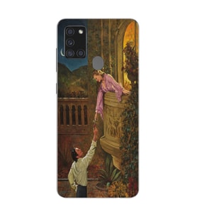 Samsung Galaxy A21S Uyumlu Romeo ve Juliet Tasarımlı Şeffaf Telefon Kılıfı