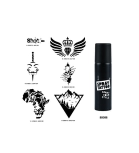 Kanat ve Vahşi Spray Tattoo Geçici Dövme Seti Dark Siyah Sprey