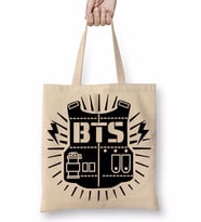 BTS Kore Müzik Logo Bez Çanta Uzun Saplı