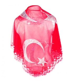 Damat Şalı Pullu Ay Yıldızlı Kırmızı