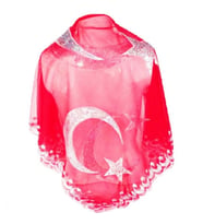Damat Şalı Pullu Ay Yıldızlı Kırmızı