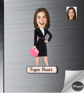 Kişiye Özel Öğretmen Kadın Ahşap Magnet -18