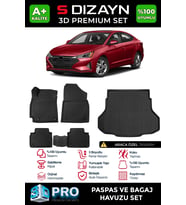S-Dizayn Hyundai Elantra 3D Pro Havuzlu Paspas ve Bagaj Havuzu Seti (2'li SET) 2020 Üzeri A+ Kalite