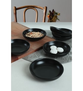 Mat Siyah Halka Çerezlik ve Sosluk Seti, 13 cm, 6'lı paket