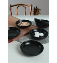 Mat Siyah Halka Çerezlik ve Sosluk Seti, 13 cm, 6'lı paket