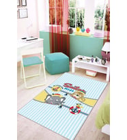 Mavi Kaymaz Tabanlı Yıkanabilir Denizci Bebek Halısı AR026