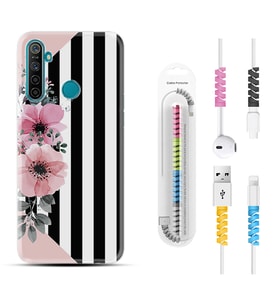 Realme 5i 5 Pro 6i 7 Pro 8 Kılıf Kablo Koruma Spiral Silikon Flowers 4 1390