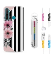 Realme 5i 5 Pro 6i 7 Pro 8 Kılıf Kablo Koruma Spiral Silikon Flowers 4 1390