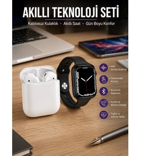 2025 Model Akıllı Saat ve 2.Nesil TWS Bluetooth Kulaklık ANC Özelliği Amoled Ekran