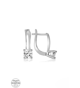 SWAROVSKİ TAŞLI  ZİRCONİA PIRLANTA MONTÜR TEK TAŞ 925 AYAR GÜMÜŞ KÜPE