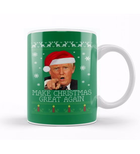Make Christmas Great Again Donald Trump Knit Pattern Kupa Bardak Porselen