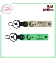 Birlikte Taşınacak Hatıra, Çocuk Ve Ayyıldız Özel Kişisel Anahtarlık Takımı, Sütlü Kahve-Yeşil