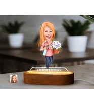 BK Gift Kişiye Özel Kadın Karikatürlü Dekoratif 3D Biblo LED Işıklı Gece Lambası-6, Sevgiliye Hediye, Arkadaşa Hediye, Doğum Günü Hediyesi