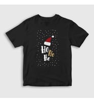 Presmono Unisex Çocuk Siyah Ho Ho Ho Noel Baba Santa Claus Yılbaşı T-Shirt 269649tt