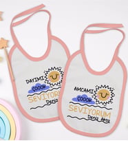 BK Kids Kişiye Özel Dayı ve Amca Tasarımlı 2’li Pembe Mama Önlüğü-1