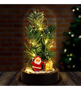 2023 Yeni Yıl Hediyesi Yılbaşı 2023 Noel Baba ve Çam Ağacı Led Işıklı Fanus Hediye