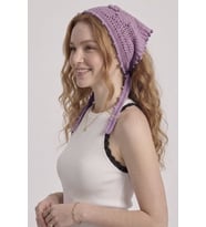 Kadın File Örgü Dantel Görünümlü Çok Amaçlı Bandana Yazlık Plaj Uyumlu Delikli Triko Saç Bandanası Ve Bel Aksesuarı