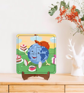 BK Toys Çocuklar İçin 2 si 1 arada Eğitici-Öğretici Ahşap 4 Parça Yapboz Puzzle Çerçeve Model 41