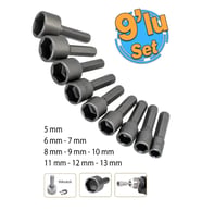 Manyetik Mıknatıslı 5 6 7 8 9 10 11 12 13 mm Somun Civata Adaptör Seti CRV Metal Matkap Uyumlu Uç (Gümüş Gri)