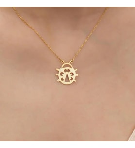 Kişiye Özel Uğur Böceği Figürlü Kolye 925K Gümüş (Gold)