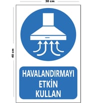 Metal Havalandırmayı Etkin Kullan 30 cm x 40 cm A3 Büyüklüğünde Uyarı Levhası Yönlendirme Tabelası