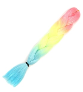 Simli Fuşya / Neon Sarı / Açık Mavi Ombreli Örgülük 100 Gr.