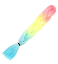 Simli Fuşya / Neon Sarı / Açık Mavi Ombreli Örgülük 100 Gr.