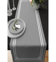Gri Çerçeveli Desen Premium Masa Örtüsü Runner RNR280