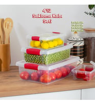 Porsima ORG-466 Fresh 4 lü Çok Amaçlı Dikdörtgen Sızdırmaz Kapaklı Gıda Erzak Saklama Kabı Seti