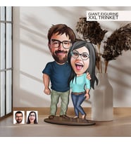BK Gift Kişiye Özel Sevgililer Karikatürlü Büyük Boy Ahşap Biblo-109 Arkadaşa Hediye , Sevgiliye Hediye, Kişiye Özel Biblolar