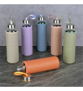 H2O DERİ KILIFLI CAM MATARA / SULUK 500 ML