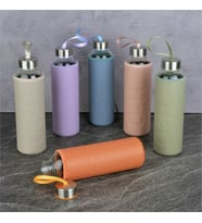 H2O DERİ KILIFLI CAM MATARA / SULUK 500 ML