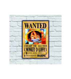 One Pece Luffy Wanted Büyük Ahşap Tablo
