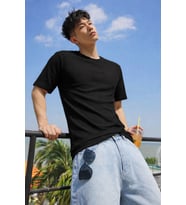 Erkek Jakarlı Oversize Tişört Bisiklet Yaka Rahat Kalıp Yazlık Basic T-Shirt
